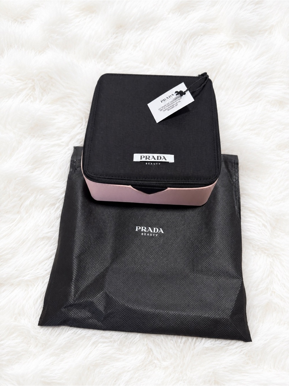 NWT Prada Beauty Cosmetic Travel Case + Prada Storage Bag